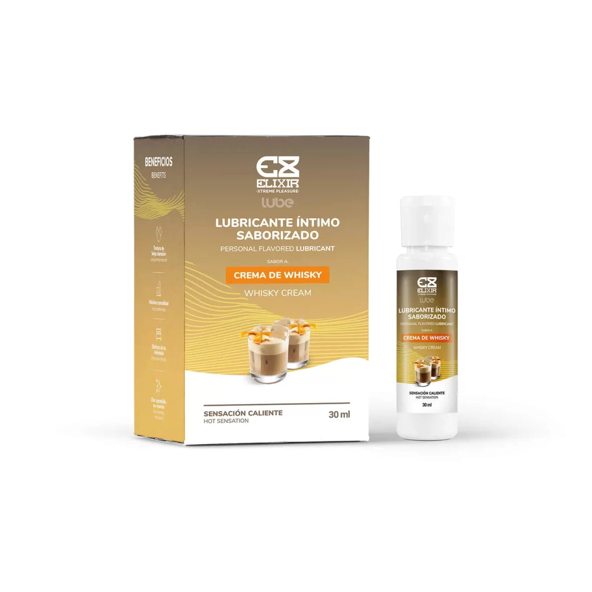 Lubricante íntimo saborizado Elixir Whisky 30ml - Salvaje Sex Store-sex-shop-bogota
