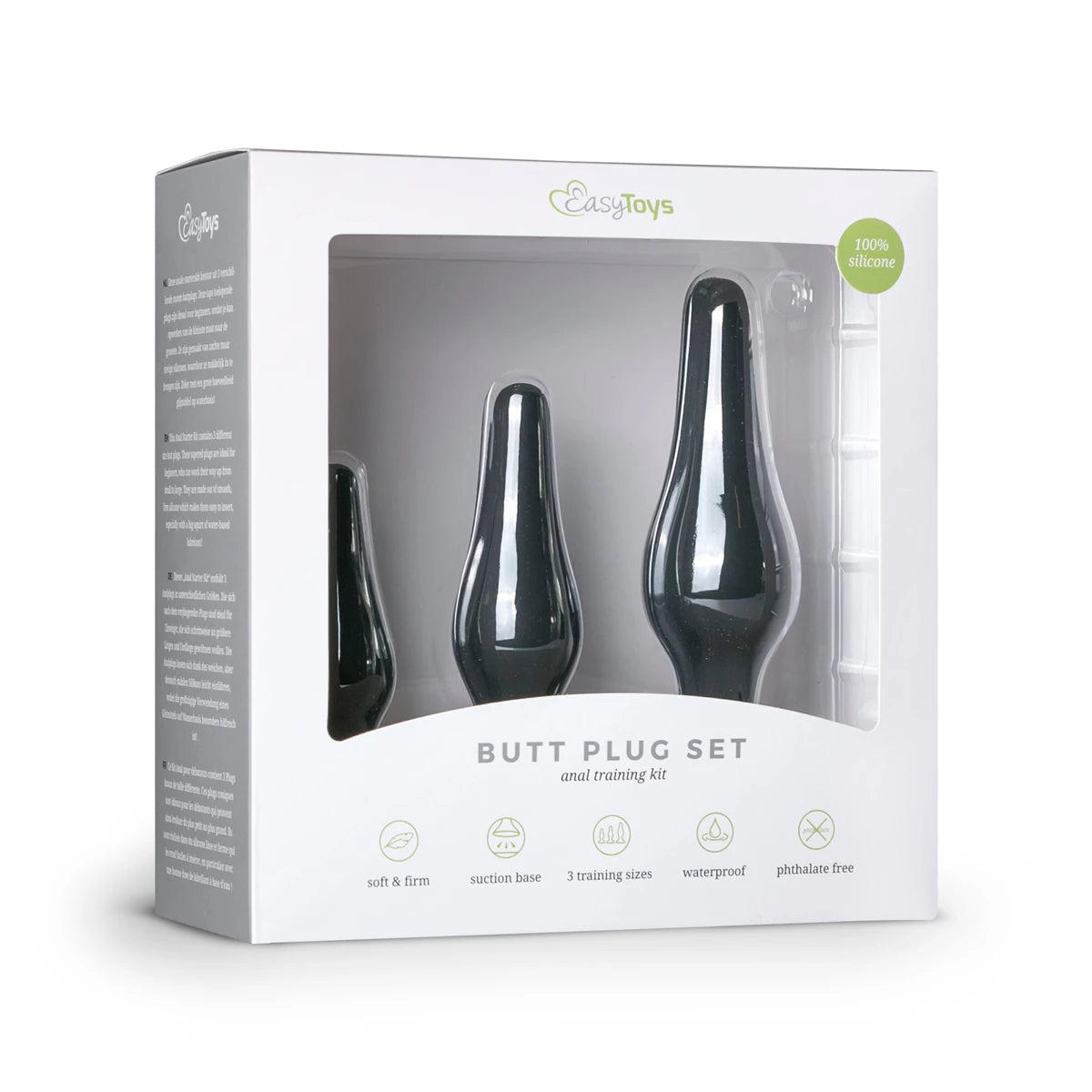 Kit Plugs en Silicona Con Chupa 3 tamaños Negros- Salvaje Sex Store - Salvaje Sex Store-sex-shop-bogota