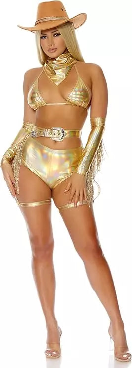 Disfraz Vaquera Sexy Dorado S/M - Salvaje Sex Store - Salvaje Sex Store-sex-shop-bogota