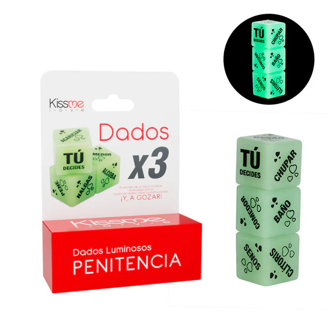 Dados Penitencia Luminosos x 3- Salvaje Sex Store