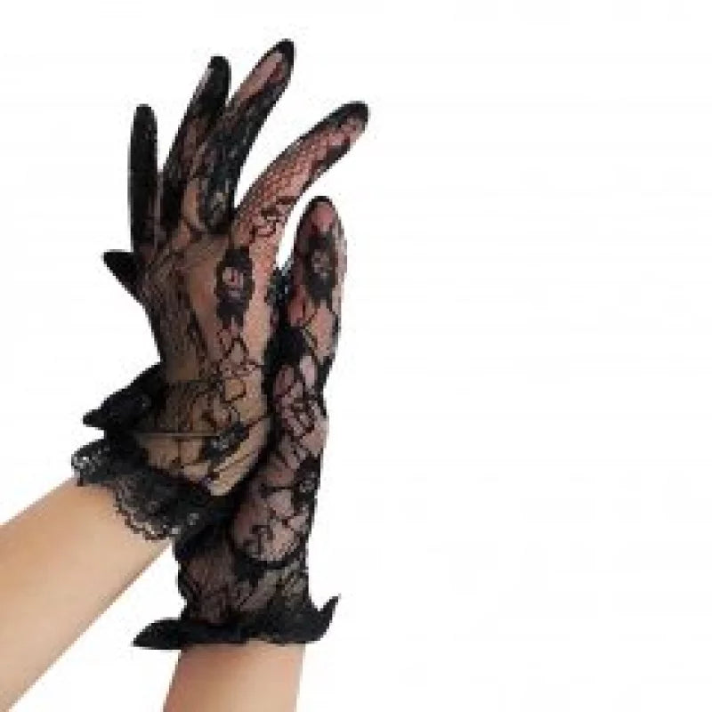 Guantes Encaje Cortos 2 Piezas Negros - Salvaje Sex Store-sex-shop-bogota