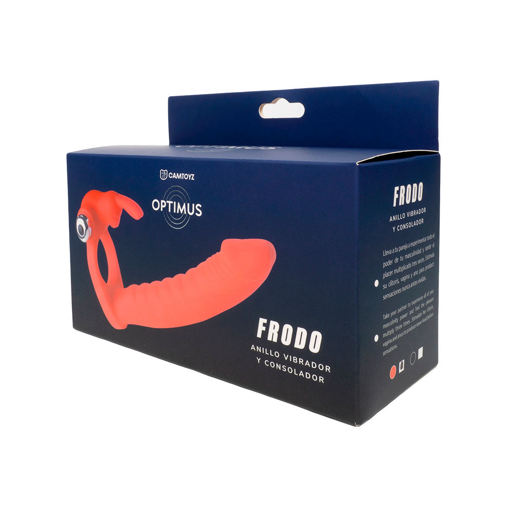 Anillo Vibrador y Consolador Frodo Rojo Camtoys - Salvaje Sex Store