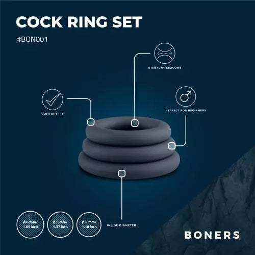 Kit de Anillos x 3 para el Pene En silicona Gris- Salvaje store