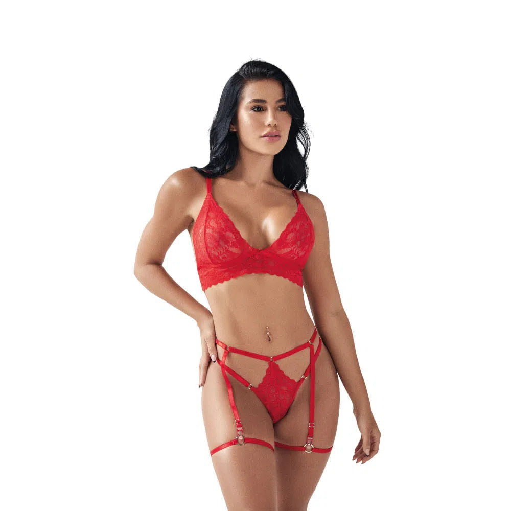 Conjunto Lenceria Eloisa Lerot Rojo ML-Salvaje Sex Store