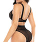 Conjunto de 2 piezas con varilla Negro (Top-Higth Waisted Botton) SM - Salvaje Sex Store-sex-shop-bogota