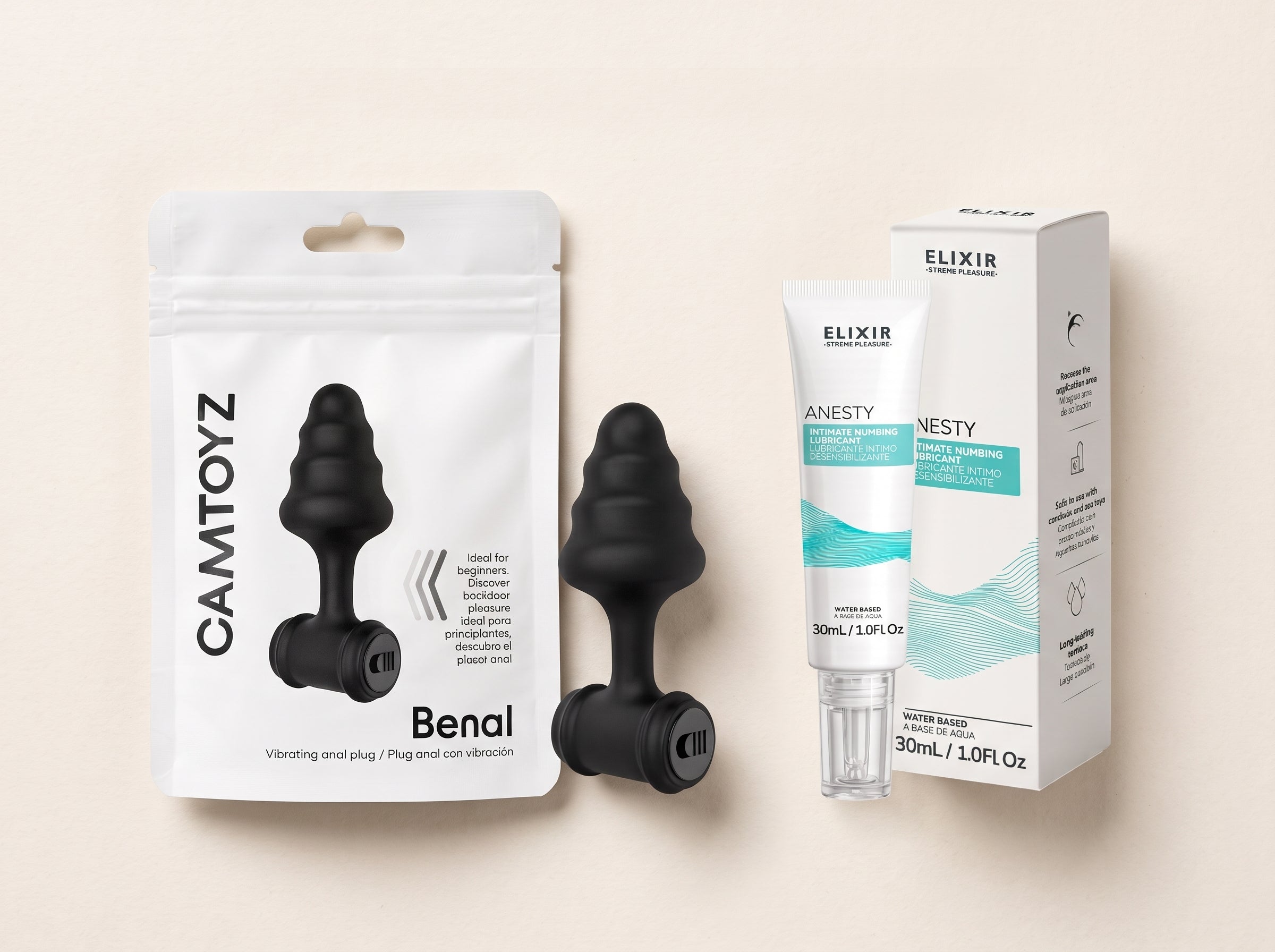 Kit Sensorial Benal: Plug Anal con Vibración y Elixir Desensibilizante Anesty 🌹✨