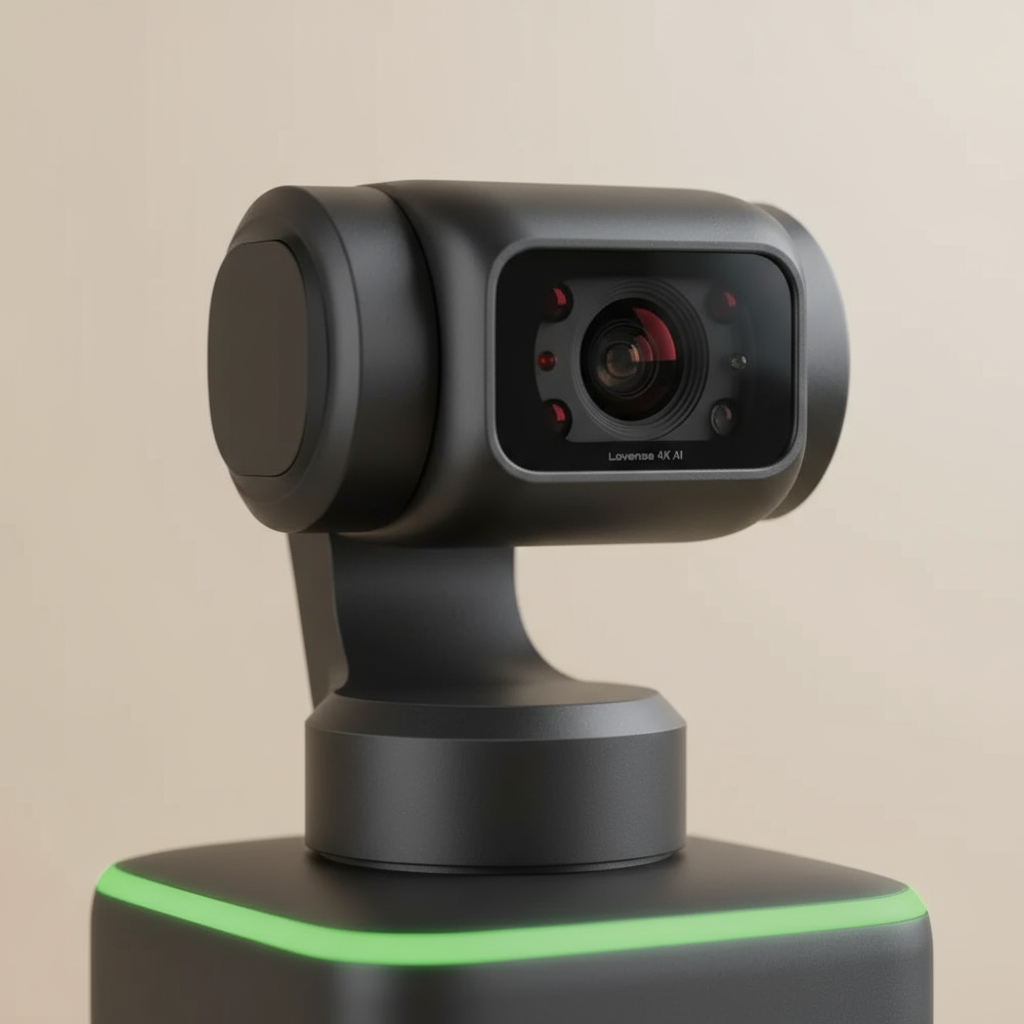 Detalle lente 4K Lovense visión nocturna webcam profesional Colombia