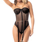 Bodysuit Underwire with attached garter straps Negro L/XL-lenceria-Salvaje Sex Store