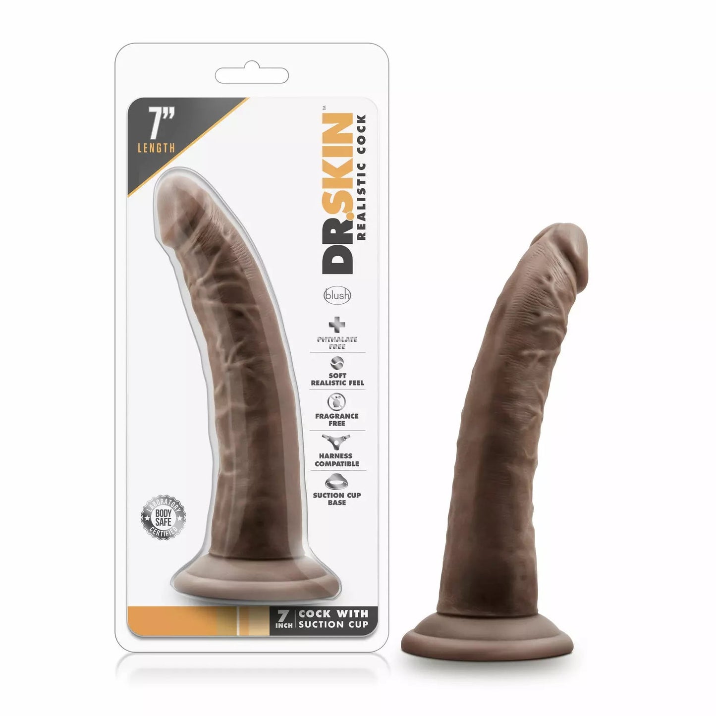 Dildo Dr Skin Chocolate 7”-Juguetes Sexuales, Dildo-Salvaje Sex Store