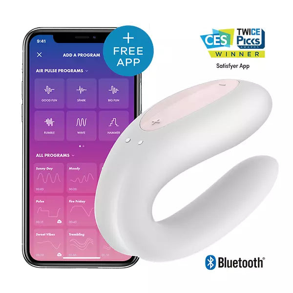 Vibrador de Parejas Satisfyer Double Joy Blanco App-Salvaje Sex Store